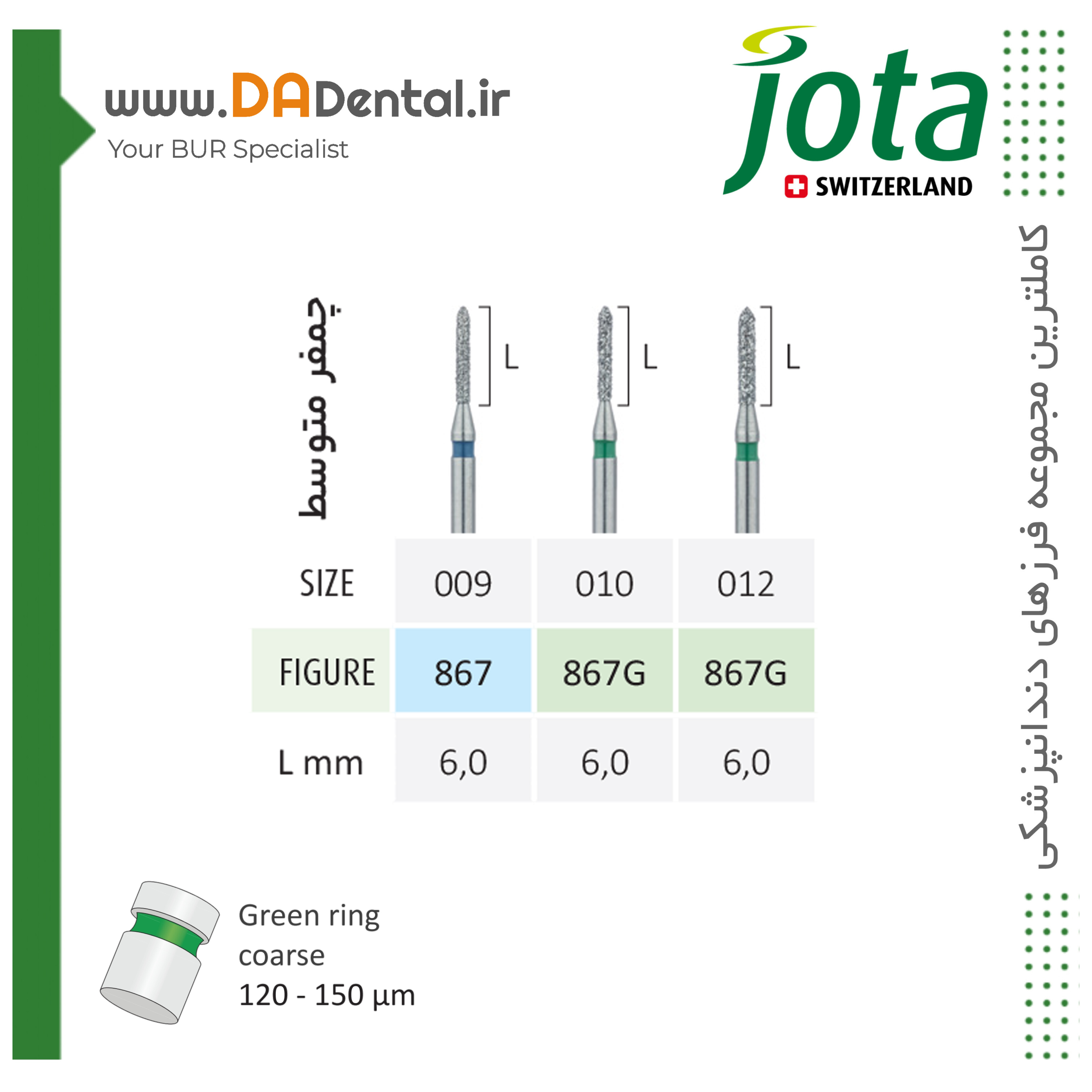 فرز چمفر متوسط (135 درجه) الماسی دور آبی و سبز جوتا JOTA کد G867