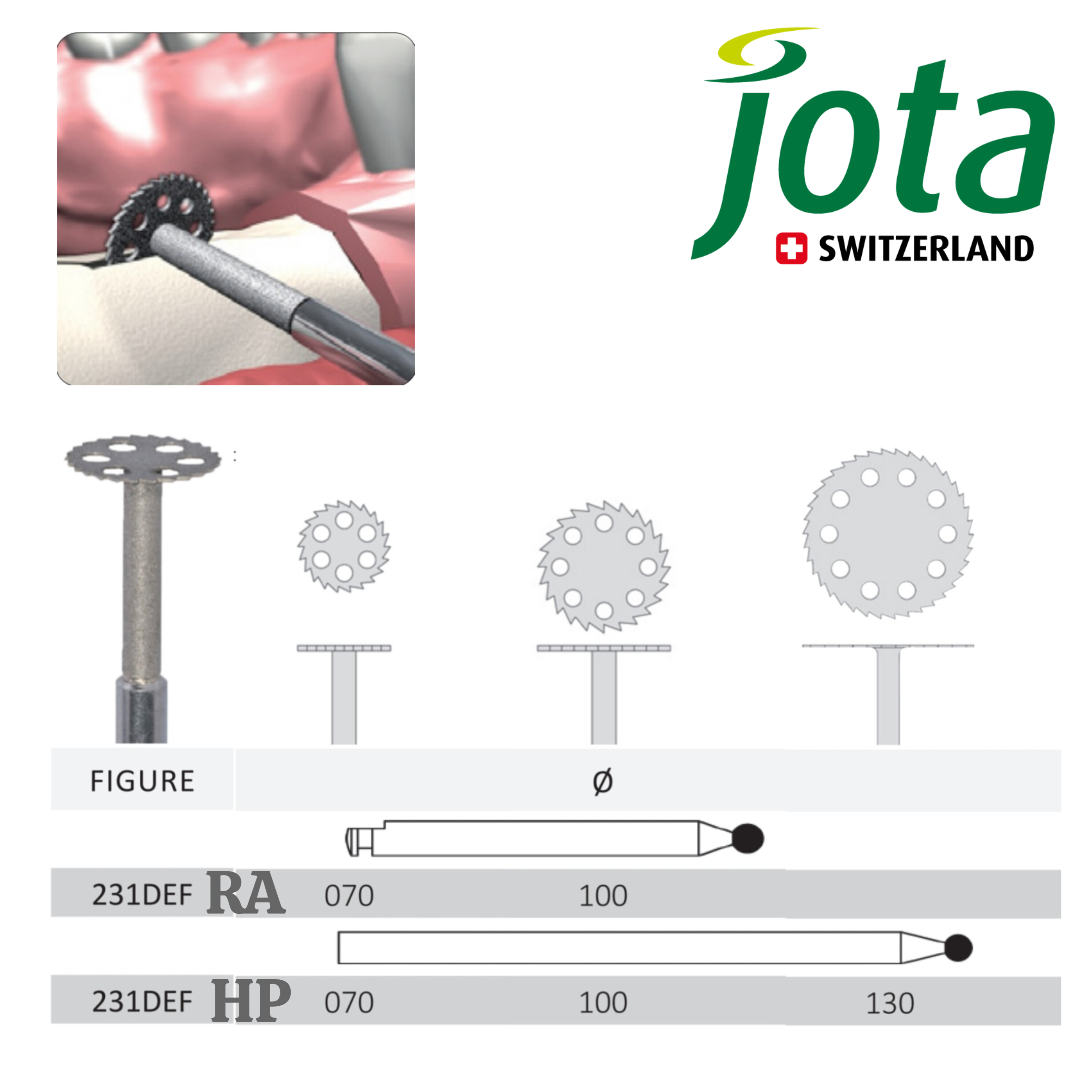 دیسک جراحی استئوتومی مخصوص آنگل جوتا JOTA کد 231DEF RA