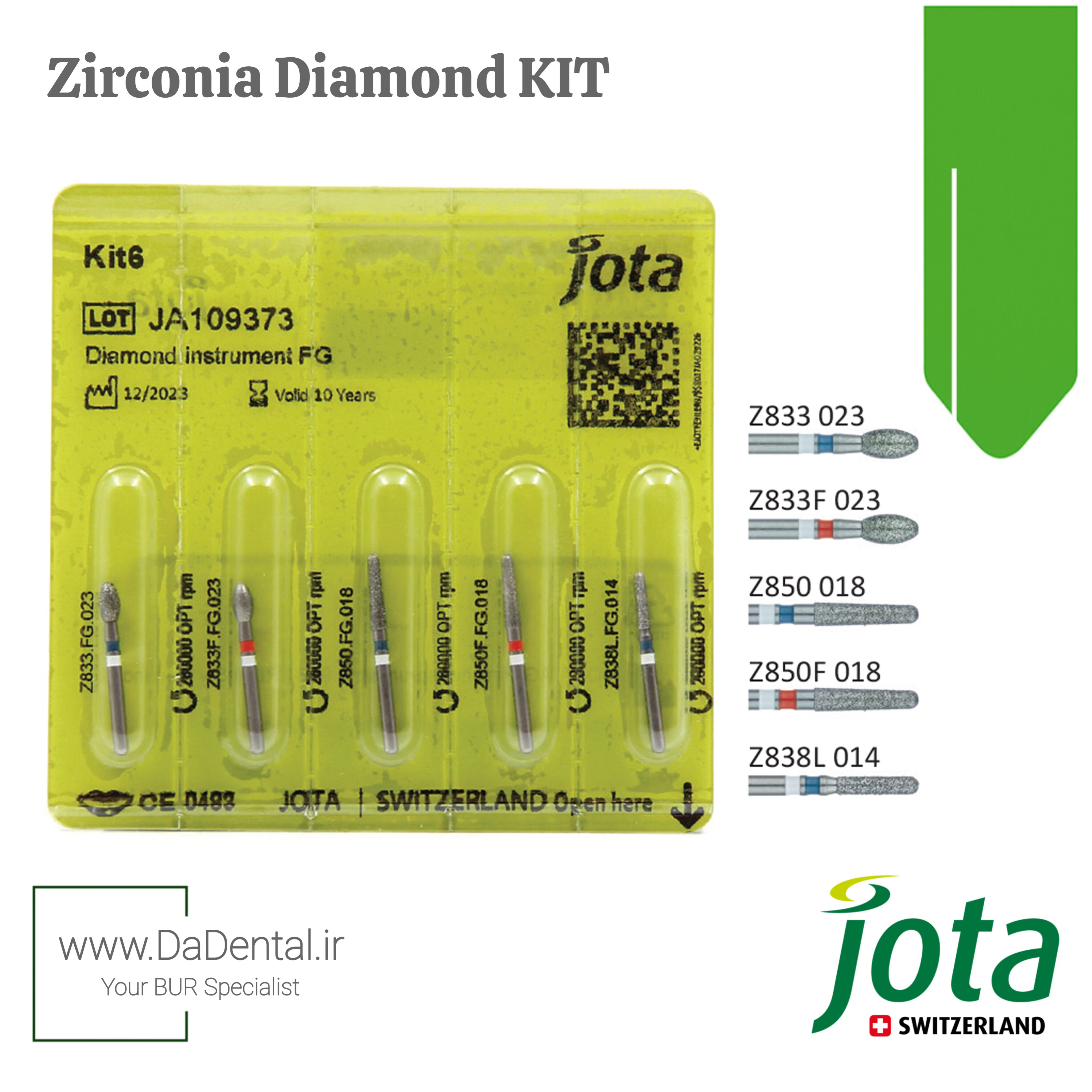 کیت شماره 6 فرزهای الماسی زیرکونیا جوتا JOTA