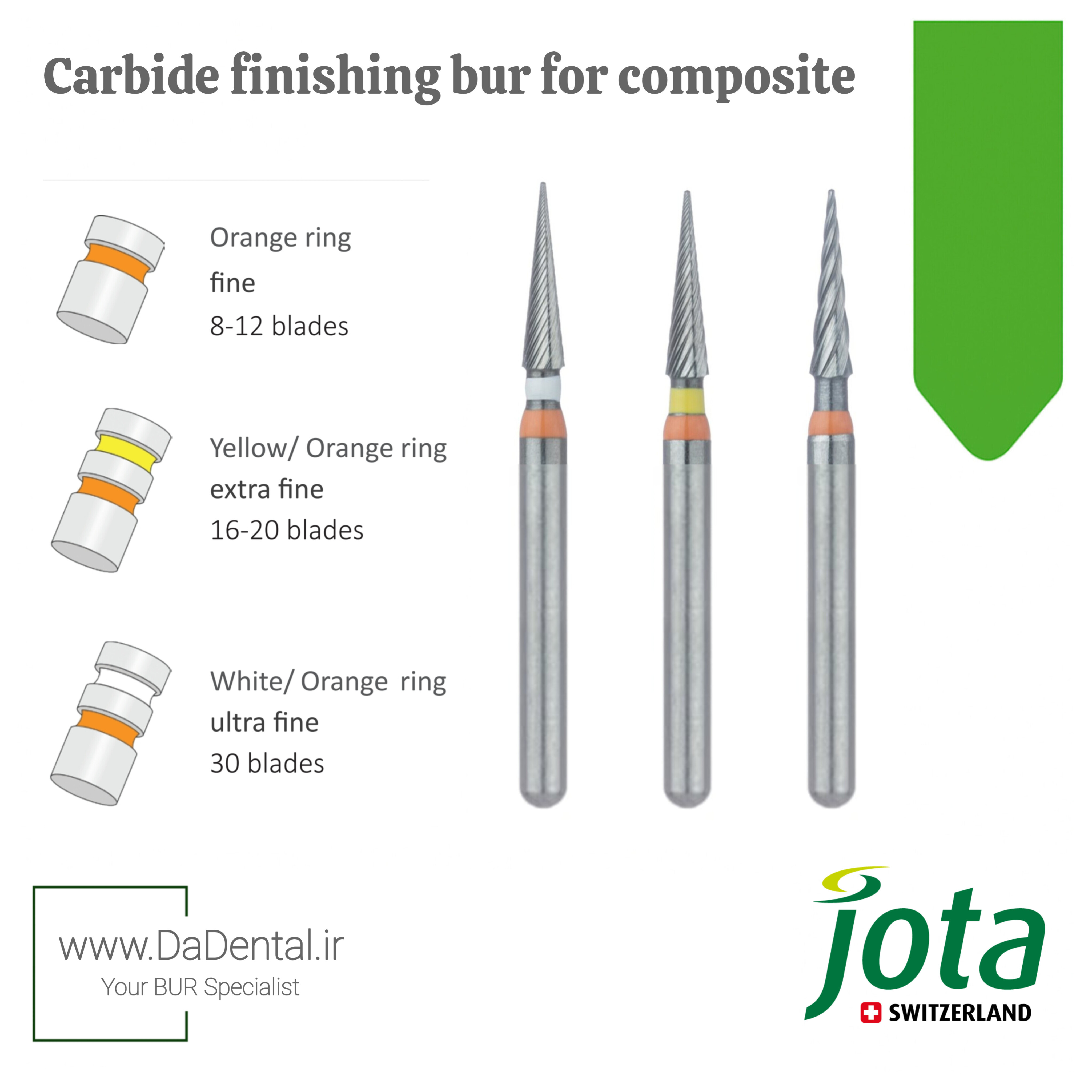 فرز کارباید نیدل کوتاه پرداخت کامپوزیت (سری جدید) مخصوص توربین جوتا jota کد CD134 FG