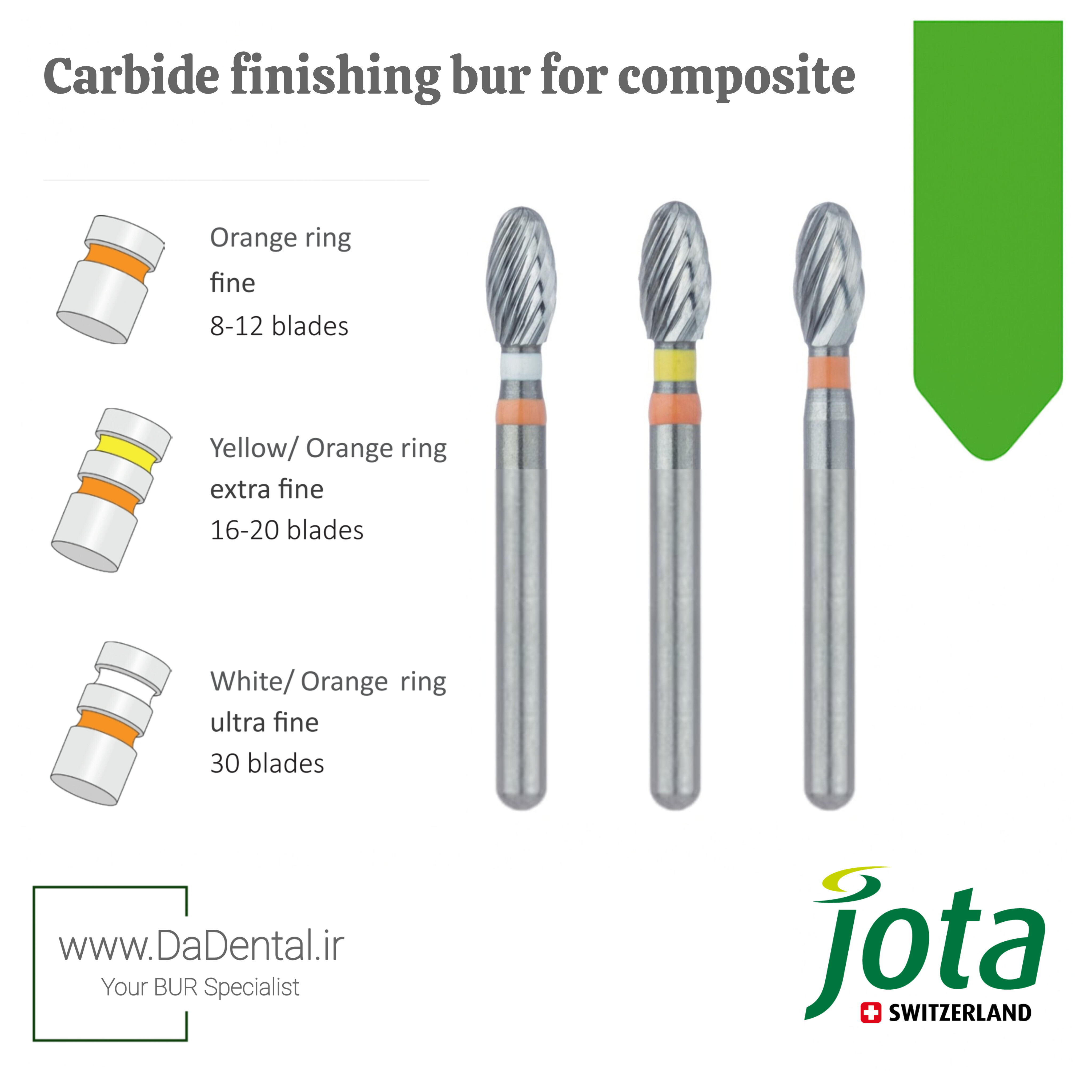 فرز کارباید تخم مرغی پرداخت کامپوزیت (سری جدید) مخصوص توربین جوتا jota کد CD379 FG